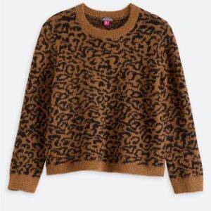 NWT Vince Camuto Cozy & Bright Toasted Coconut Leopard Print Sweater